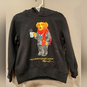 NWT Ralph Lauren Childrenswear Black Polo Bear Fleece Hoodie